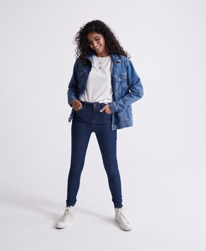 Superdry High Rise Skinny Női Farmer Sötétkék | EJIWN2415